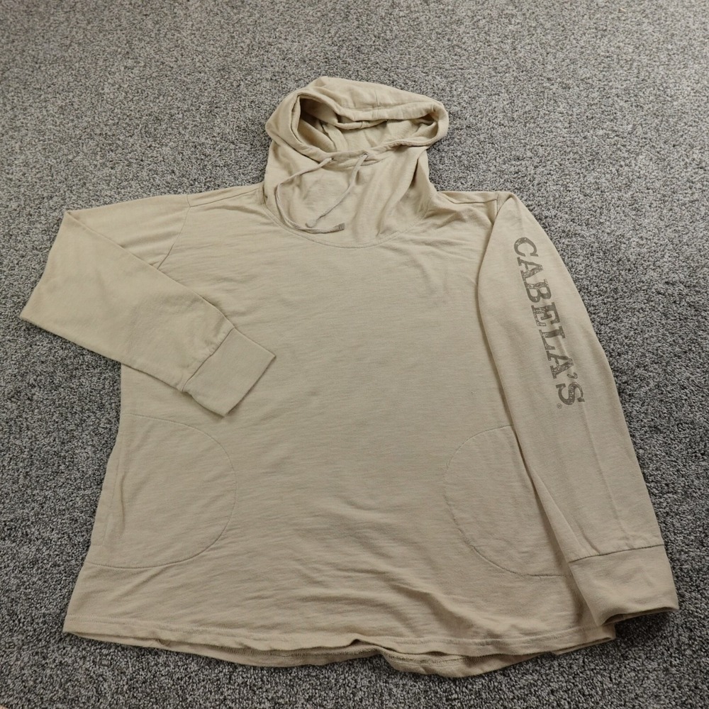 Cabelas Hoodie Womens L Beige Pullover Hunting Sweatshirt Sweater Outdoor Casual